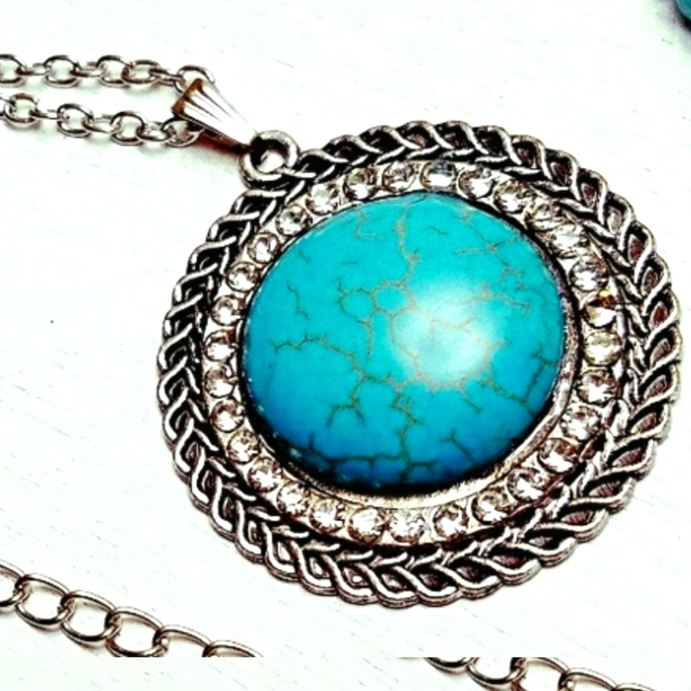 Turquoise Pendant with free necklace